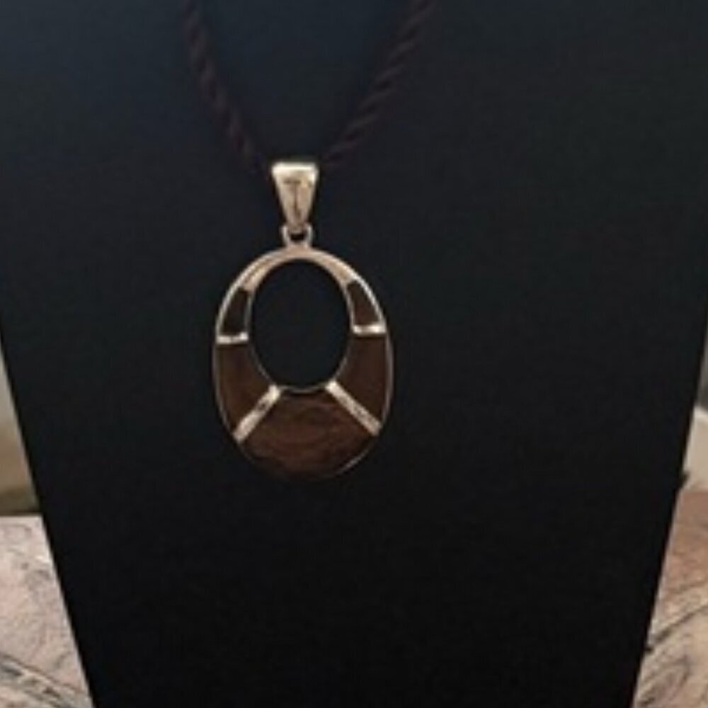 Vintage Artisan Sterling Silver Pendant – Tiger’s Eye & Natural Inlay - Picture 8 of 11